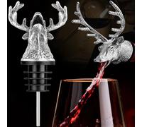 MINGZE Stag Wine Bottle Stopper and Pourer, Cerf Bouteille de vin verseur Bouchon et Pourer tête de cerf Vin et bière Accessoires Maison Barre pour randonnée Camping fête (Doré)