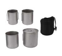 MINGZHE 4PCS Tasse de Camping Portable en Acier Inoxydable Tasses de Camping en Plein Air Tasse Tasse à Café avec Poignée Pliable et Couvercle pour Randonnée Randonnée Pêche Survie Aventure