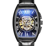 Mingzhe Ancient Nouveau Style en Forme De Crâne Européen pour Hommes Creux Montre Mécanique Entièrement Automatique Coque Noire Or Blanc Machine pour Tenue De Soirée Décontractée (100.13)