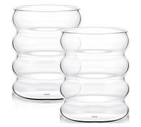 MINGZHE BestAlice Ensemble de Tasses à Boire pour Petit-déjeuner, Verres Fantaisie, Verres à Jus, Tasses à Café, Verres à Boissons Vintage, Tasse à Café Glacé, Gobelets en Verre(2xTasses)