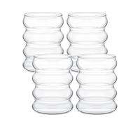 MINGZHE BestAlice Ensemble de Tasses à Boire pour Petit-déjeuner, Verres Fantaisie, Verres à Jus, Tasses à Café, Verres à Boissons Vintage, Tasse à Café Glacé, Gobelets en Verre(4xTasses)