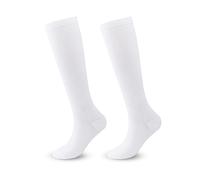 mingzhe Chaussettes de Compression pour Hommes et Femmes, Chaussettes de Soutien pour la Course, L'athlétisme, Les Voyages, Les Soins Infirmiers, avec Tissu Respirant Extensible à (Blanche)