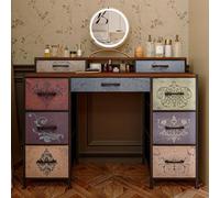 MINGZHE Coiffeuse sans Miroir, Meuble de Rangement Grande capacité, Commode à Plusieurs tiroirs, Meuble de Rangement Style Vintage, Dispositif Anti-basculement, 121x40x91 cm, Marron