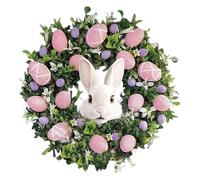 MINGZHE Couronne de Lapin Oeuf de Pâques, Couronne de Porte de Pâques avec Oeufs Colorés Couronnes de Lapin Suspendues pour Porte D'entrée Cintre de Porte de Pâques pour (C)