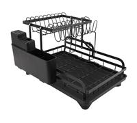 MINGZHE Égouttoir à Vaisselle Pliable à 2 Niveaux, Multifonctionnel, Rangement Facile, Égouttoir à Vaisselle pour Comptoir de Cuisine, Égouttoir à Vaisselle pour Comptoir de Cuisine avec(Noir)