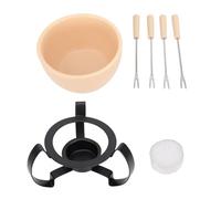 Mingzhe Ensemble de Casseroles à Fondue au Fromage, élégante Marmite en Céramique avec Support en Métal pour Faire Fondre Le Fromage, Le Chocolat ou la Crème Glacée, Parfaite pour Les (Beige)