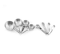Mingzhe Ensemble de Cuillères à Mesurer et de Tasses en Acier Inoxydable, 8 Pièces avec Double échelle Gravée pour la Cuisson Gâteaux, Pain, Dessert, Outil Cuisine