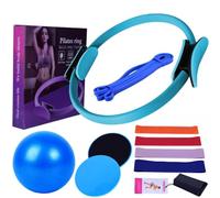 Mingzhe Ensemble de Pilates et de Balles avec Disques Bandes Résistance pour Un Entraînement Complet du Corps à la Maison, équipement Pilates Portable et Durable en Rose, Bleu, (Bleue)