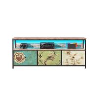 MINGZHE Meuble TV rétro, support multimédia, support TV avec tiroirs, centre de divertissement, console multimédia, meuble TV pour salon, rétro, multicolore, 137 x 30 x 57 cm