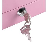 mingzhe Mini Boîte de sécurit n Acier, avec 6 Compartiments et 2 Clés, pour la Maison, Le Bureau, Les Voyages, Le Stockage d'argent Liquide et de Bijoux (Petit Rose)