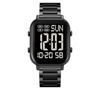 mingzhe Montre-Bracelet Unisexe, Montre Numérique 30M WR avec Rétro-éclairage 1/100 Seconde Chronomètre Alarme Carillon Compte à Rebours Horaire Double Heure 12/24 Heures pour Les (Noire)