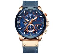 mingzhe Montre pour Hommes, Montre de Luxe à Mouvement à Quartz, de Sport avec Chronographe sous-Cadrans Calendrier Horloge pour Homme (MingzheuGA4kh-B-1B)