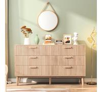 MINGZHE Natural Wood Cabinet with Drawers, Vertical Pattern Chest of Drawers, Suitable for Living Room and Bedroom 100x34x73 cm