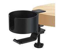MINGZHE Support de tasse de bureau rotatif à 360° en aluminium pour casque d'écoute, support de casque 2 en 1 anti-déversement, installation facile (noir)