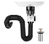 mingzhe Tuyau de Vidange D'évier Flexible Extensible avec Bouchon de Vidange Anti-colmatage et Prévention du Reflux sans Odeur pour Salle Bain, Lavabo Cuisine, Connecteur 32 Mm