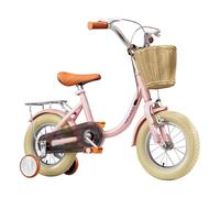 mingzhe Vélos pour Enfants Vélo D'entraînement pour Débutants avec Roues D'entraînement Frein Avant Arrière Panier Amovible Cadre en Acier Durable à Haute Teneur en Carbone Conduite Sûre (Rose)