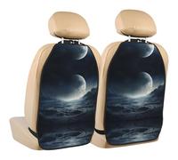 MINGzi Moon Surface Housse de siège arrière pour enfants + 3 poches de rangement, lot de 2 protections de siège arrière, protections de voiture pour protéger de la saleté, de la boue et des rayures