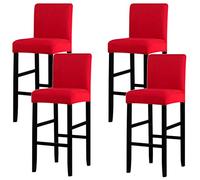 MINGZJ 4 Pièces Tabourets Hauts Housse de Chaise de Bar Couverture de Chaise de Pub Amovible et élastique,Seulement Housses,Rouge