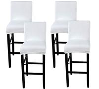 MINGZJ 4 Pièces Tabourets Hauts Housse de Chaise de Bar Couverture de Chaise de Pub Amovible et élastique,Seulement Housses,Blanc