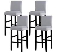 MINGZJ 4 Pièces Tabourets Hauts Housse de Chaise de Bar Couverture de Chaise de Pub Amovible et élastique,Seulement Housses,Gris Argenté