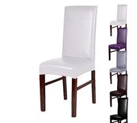 MINGZJ Housse de Chaise en PU Housse de Protection en Cuir Artificielle en Cuir Housse de siège Universelle imperméable et étanche à l'huile (4-Pièces, B-Blanc)