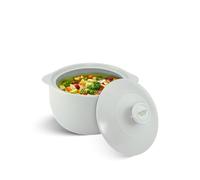 MINH LONG Cocotte en porcelaine de 0,9 l avec couvercle - Sans plomb et cadmium, passe au four jusqu'à 250 °C, rétention de la chaleur, casserole en argile pour cuisson sur plaque de cuisson à gaz et
