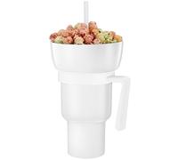 Minhaxue 900ml Gobelet à collation et à Boisson avec Paille - 2 en 1 Gobelet Combo avec Bol à collation - Portable - Anti-fuite - Pour le cinéma, la maison, les voyages