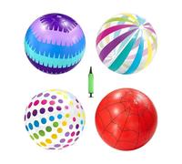 Minhaxue Ballon de plage gonflable,Lot de 4 jouets d'été avec pompe à air | Ballons Plage Gonflables Amusants Pour | Pour Anniversaire Activités Extérieures Parc Aquatique Jardin