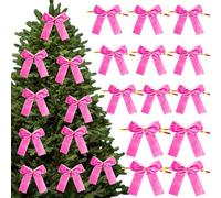 Minhaxue Lot de 12 Nœuds de Noël en Velours - 8,5cm Arcs d'arbre Noël - Arc de Guirlande - Nœuds en Velours pour Décoration de Sapin de Noë, Emballage Cadeau, Couronnes, Porte d'Entrée, Cheminée