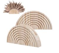 Minhaxue Vase Mural en Bois | 2 Pièces Vase Demi-Cercle Boho | Jardinière Murale décorative Style Ferme - pour Fleurs séchées Herbes de la Pampa Verdure Artificielle Salon entrée Chambre Bureau