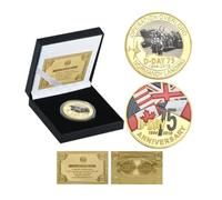 MINHBDER Pièces Commémoratives 75E Anniversaire du Débarquement en Normandie Pièces De Collection en Plaqué Or Souvenir Cadeau