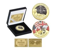 MINHBDER Pièces Commémoratives 75E Anniversaire du Débarquement en Normandie Pièces De Collection en Plaqué Or Souvenir Cadeau