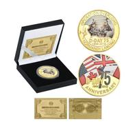 MINHBDER Pièces Commémoratives 75E Anniversaire du Débarquement en Normandie Pièces De Collection en Plaqué Or Souvenir Cadeau