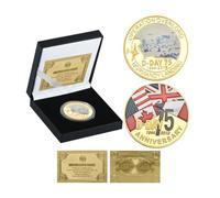 MINHBDER Pièces Commémoratives du 75E Anniversaire du Débarquement en Normandie Pièces De Collection Plaquées Or Pièces De Guerre Européennes Cadeaux Souvenirs pour Hommes