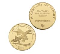 MINHBDER Pièces Commémoratives du Dernier Vol du Concorde des États-Unis, Pièce De Défi Plaquée Or, Le Premier Avion De Ligne Supersonique Au Monde, Cadeau Souvenir