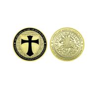 MINHBDER Pièces Commémoratives Médaille Noire des Templiers Pièce De Défi Plaquée Or Collection De Sceaux des Croisés Chrétiens Cadeau