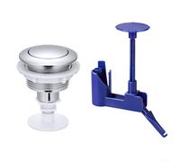 Minhe Bouton de chasse d'eau simple en ABS de rechange pour trous de 38 mm, 48 mm, 58 mm, avec support réglable, disque réglable, moderne, décoration de salle de bain, noir chromé (chromé)