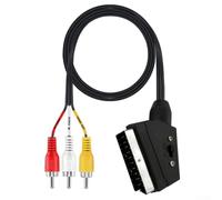 Minhe Câble audio vidéo composite péritel vers RCA 1,5 m avec adaptateur commutateur 21 broches pour TV DVD récepteur satellite compatible avec les appareils standard européens Noir