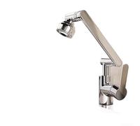 Minhe Ensemble de robinet à bras mécanique rotatif pour cuisine et lavabo, mélangeur d'eau froide et chaude avec débit réglable, kit de robinet d'évier de salle de bain en plastique et acier (80 cm)