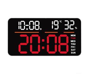 Minhe Horloge numérique LED avec affichage lumineux, suivi de la température ambiante, double réglage d'alarme et compatibilité avec télécommande (lumière rouge)