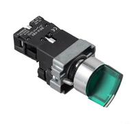 Minhe - Interrupteur rotatif de 22 mm avec indicateur LED vert, bouton de verrouillage automatique 220 V 10 A pour contrôle marche/arrêt, interrupteur sélecteur de verrouillage pour équipements