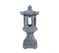 Minhe Lampe solaire en pierre - Lanterne pagode en résine résistante aux intempéries avec éclairage automatique - Décoration de jardin compacte de style asiatique pour balcon, porche, paysage - Gris