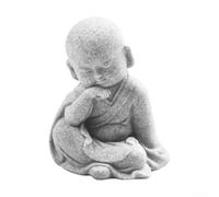 Minhe Petite figurine de moine bouddha sage | Décoration de pelouse en résine de grès avec inscription « See Speak Hear No Evil » - 4 x 5 x 6 cm - Sans danger pour le jardin, l'aquarium et la
