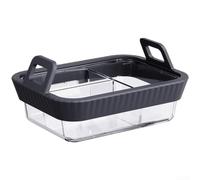 Minhe Plat de cuisson carré en verre pour friteuse à air comprimé avec poignée facile à soulever pour lasagnes, 21 x 16 cm (3 noirs)