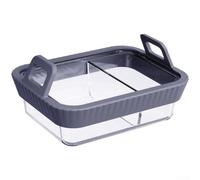 Minhe Plat de cuisson carré en verre pour friteuse à air comprimé avec poignée facile à soulever pour lasagnes, 21 x 16 cm (2 gris)