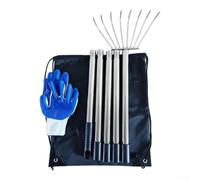 Minhe Râteau à foin 8 dents en acier inoxydable avec manche extensible