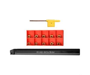 Minhe S16QSCLCR06 Barre d'alésage interne en acier avec 10 inserts en carbure de tungstène Tige 16 mm Longueur 180 mm Changement rapide de lame pour usinage de précision environnements sales