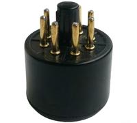 Minhe TS-8 Support de douille pour tube en bakélite | Connecteur électrique noir à 8 broches pour équipement audio | Montage de trou central, contacts plaqués étain - Unité unique (B)