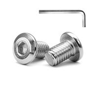 MINHER M4 x 12mm 20Pcs Tête Plate Vis D’assemblage à Six Pans Creux, Acier Inoxydable A2 V2A, Boulons de Meubles, Filetage Complet (Avec Clé Hexagonale)