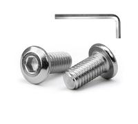 MINHER M4 x 16mm 10Pcs Tête Plate Vis D’assemblage à Six Pans Creux, Acier Inoxydable A2 V2A, Boulons de Meubles, Filetage Complet (Avec Clé Hexagonale)